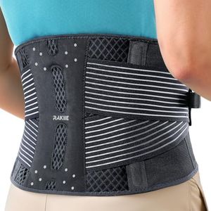 Rakiie Slim Back Brace for Lower Back Pain Relief, Lightweight & Breathable Back Support Brace for Men Women, Ergonomic Light Lumbar Support for Everyday Wear, Light Gray XXL