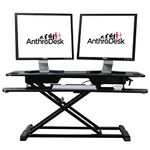 AnthroDesk 37.4" Standing Desk Converter, Move from Sitting to Standing with Gas Spring Assisted Lift (Black, 37.4" Wide)