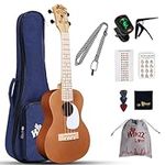 Winzz Concert Ukulele for Adults, Ukulele 23 inch Beginner Kit, Kids Ukulele Set for 5+ Years, Childrens Ukulele Gifts with 9 Accessories, Brown Colour