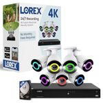 Lorex Fusion 4K Security Camera System with 4TB NVR – 16 Channel PoE Wired Home Security 7 Bullet IP Cameras – Smart Security Lighting & Motion Detection, Active Deterrence, Color Night Vision (White)