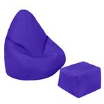 Loft 25 Kids Bean Bag Gamer Chair | Childrens Water Resistant Furniture | Indoor Outdoor Living Room BeanBag Seat | Durable & Comfortable | Ergonomic Design (Bean Bag + Footstool, Purple)