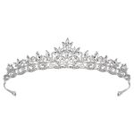 SWEETV Rhineshtone Wedding Tiara for Bride - Princess Tiara Headband Bridal Crown, Bridal Hair Accessories for Women, Silver