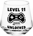 JUSTOTRY LEVEL 21 UNLOCKED Birthday Drink Shot Glass - 21st Birthday Gifts for Him or Her 11oz Drinking Best 21 Birthday Decorations Cool Gifts Idea for Men Him 21 Decorations