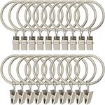 Gerhannery 30 Pack RingsCurtain Clips Strong Metal Decorative Drapery Window Curtain Ring with Clip Rustproof Vintage Compatible with up to 1 inch Drapery Rod Black (Silver)