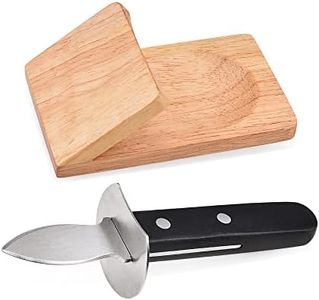 NEEDBUY Oyster Knife Shucker Set Oyster Shucking Knife with Wooden holder Oyster Shucking Clamp Seafood Tools