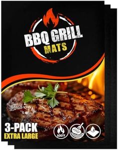 Large Non-Stick BBQ Grill Mat by Linda's Essentials (3 Pack) - Reusable Heat Resistant BBQ Mats for Grilling - Must Have BBQ Accessories Grill Mats for a Easy Clean