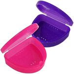 Slim Orthodontic Dental Case x 2 - Colour & Glitter Choices for Retainers, Bleaching Trays, Dentures & More (Glitter Pink & Glitter Purple)