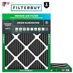 FilterBuy Allergen Odor Eliminator 20x24x1 MERV 8 Pleated AC Furnace Air Filter with Activated Carbon - Pack of 2 - 20x24x1