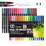 THEARMAN Dual Tip Brush Pens Set Of 24 Coloured | Fineliner Exclusively for Drawing and Calligraphy | Brush Pens for Painting and Colouring | Fine-Liner Felt Tip Pens (Pack of 24)