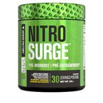 NITROSURGE Pre Workout Supplement - Endless Energy, Instant Strength Gains, Clear Focus, Intense Pumps - Nitric Oxide Booster & Preworkout Powder with Beta Alanine - 30 Servings, Blueberry Lemonade