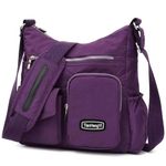 Tianhengyi Crossbody Bags for Women Multi-Pocket Nylon Shoulder Bag Waterproof Crossbody Purse Handbag Travel Messenger Bag, 2- Purple