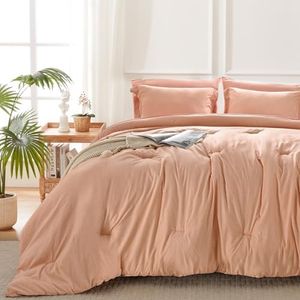 UNILIBRA Twin XL Comforter Set - 5 Pieces Bed in a Bag Twin XL Size Orange Soft for All Seasons - Cationic Dyeing Bedding Comforter Sets with Comforter, Flat Sheet, Fitted Sheet, Pillowcases & Shams