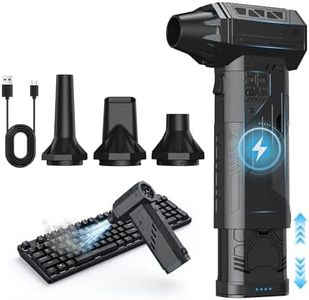 Compressed Air Duster with Removable Battery,Hurricane-Force Electric Air Duster with Brushless Motor,Mini Air Blower,3 Gear Adjustable Cordless soplador de aire,4 Nozzles for PC,Keyboard,Car,Home
