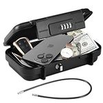 Travel Safe Box with Code, Portable Combination Security Lock Box, Waterproof Mini Travel Safe with Removable Wire Rope, Anti-Theft Security Box for Home, Hotel, Cars,Travel, Beach