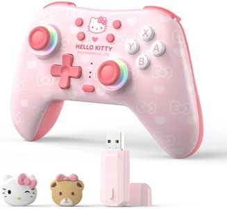 Kuitmor Pink Switch Controller,Hello Kitty Hall Effect Controllers Wireless for Switch 2/1/OLED/Lite,PC,Android,iOS | 2.4G Receiver + Bluetooth,1000mAh Battery,6-Axis Gyro,Dual Vibration,RGB Breathing Light