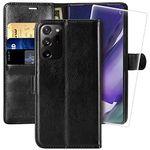 MONASAY Galaxy Note 20 Ultra 5G Wallet Case, 6.9 inch [Included Screen Protector] Flip Folio Leather Cell Phone Cover with Credit Card Holder for Samsung Galaxy Note 20 Ultra 5G,Black