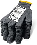 Evridwear Cotton Work Gloves Light-duty String Knit BBQ Glove Liner for Outdoor Cooking, Painting, Gardening Men & Women 10 Pairs (Grey, Large)