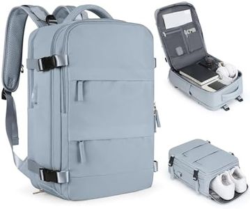 coofay Large Travel Backpack For Women Men Airline Approved Carry On Backpack Flight Approved Waterproof Sports Luggage Backpack Casual Daypack Hiking Backpack Grey Blue