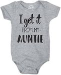 I Get It from My Auntie Creeper Funny Family Baby Jumpsuit Funny Baby Onesies Funny Aunt Onesie Novelty Onesie Light Grey 12 Months