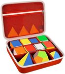 Grapsa Speed Cube Storage Case Bag Holds 12+ Different Types Cube Retro Brain Teaser Fidget Toy. Carrying Holder with Mesh Pocket Fits for Cube Stand/Tutorial (Box Only) - Red