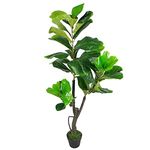 Leaf Design UK Artificial Realistic Plant Fiddle Fig Tree, Green, 120cm