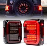 Xprite C-Shaped LED Tail Lights Compatible with Jeep JK JKU Sport/Sahara/Rubicon 07-18 Unlimited | Smoke Lens | EMC | DOT | Running/Brake/Signal/Reverse, 2 PCS