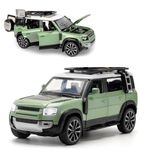 Umadiya® Range Rover Defender 1:32 Scale Model Car Exclusive Alloy Metal Pull Back Die-cast Car Metal Pullback Toy car with Openable Doors & Light Music Best Gifts Toys Kids【Colors as Per Stock】