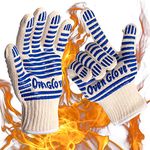 Kitchen Heat Resistant Gloves, Microwave Baking Gloves, 932°F - EN407 Certified Grill Gloves Non-Slip - Can Be Used For Handling Hot Surfaces, Baking Cooking Grills Trays & Hot Utensils (Blue 1 Pair)