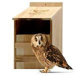 WildYard Owl House Real Wood - Easy to Hang - Prebuilt Owl Box for Outside - Houses Owls & Kestrels - Cedar Shavings & Screws Included - Owl Nesting Box, Barn Owl, Screech Owl Houses for Outdoors