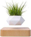 Gominimo Magnetic Levitating Plant Pot, 360 Rotating, Indoor Floating Planter for Home Garden, Office & Desk, Decor, Air Bonsai Planter, Unique Display - Light Brown