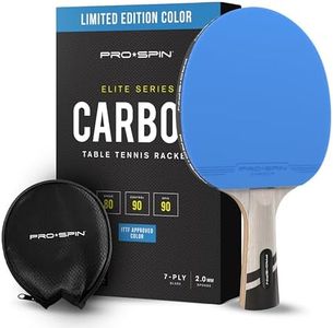 PRO SPIN Ping Pong Paddles - Professional Level Table Tennis Rackets with Carbon Fiber for Superior Control | 7-Ply Blade, Premium Rubber, 2.0mm Sponge | Includes Protector Case (Blue (1-Pack))