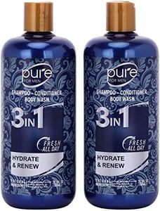 Men's Body Wash, Shampoo Conditioner Combo. Best 3 in 1 Shower Wash for Men Body, Hair & Face Wash. All in 1 Mens Shower Gel Keeps You Fresh All Day! Paraben Sulfate Free Shampoo for Men 2 Pack.