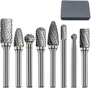 ASNOMY 8pcs Carbide Burr Set with 1/4''(6mm) Shank Double Cut Solid Carbide Rotary Burr Set Cutting Burrs for Die Grinder Drill, Metal Wood Carving, Engraving,Polishing,Drilling