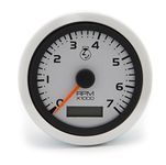 Sierra 65545P, Argent Tachometer / Hourmeter Gauge, 7K, 3 inch, Universal, Night Visible