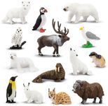 toymany 14PCS Tiny Polar Animal Figurines Toy Set Plastic Mini Arctic Animal Figure Christmas Birthday Gift Cake Toppers Educational Toy for Kids Toddlers…