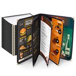 WeChef 20 Pack Restaurant Menu Covers 8.5 x 14 Book Style 5 Pages 10 Views Transparent Restaurant Menu Covers Holder Black