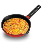 Hawkins 22 cm Frying Pan, Die Cast Non Stick Fry Pan, Ceramic Coated Pan, Induction Frying Pan, Small Frying Pan, Red (IDCF22)