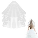 Yolev Simple Wedding Bridal Veil with Comb 2 Tier Tulle, Bridal Tulle Veil with Comb for Brides Shower Bachelorette Hen do Night Party