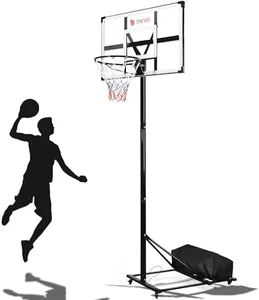 DWVO Basketball Hoop Outdoor 10 FT Adjustable, Portable Basketball Hoops for Outside, Upgrade Backboard and Iron Base with 4 Wheels, 4.4-10FT Height Basketball Hoop Goal System for Various Ages