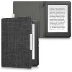 kwmobile Case Compatible with Kobo Glo HD/Touch 2.0 - Book Style Fabric e-Reader Cover Flip Folio Case - Dark Grey