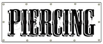 72" Piercing Banner Sign Shop Signs Gun Barbell