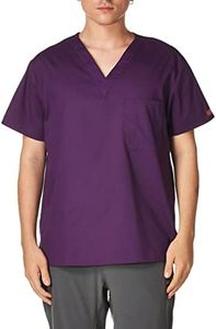 Dickies Men's Signature V-Neck Scrubs Shirt, Eggplant, Medium