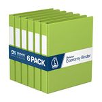 Premium Economy 1-Inch Binder, 3-Ring Binder for School, Office, or Home, Colored Binder Notebook, Pack of 6, D Ring, Lime Green