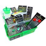 FLADEN Fishing - Junior River Loaded Coarse Terminal Tackle Box Set - Ideal Bits & Pieces Starter Accessory Set For Kids - PINK or GREEN 2 Tray Cantilever Box Pack 28cm x 17cm x 13cm (Green) [19-099F]