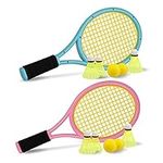 Kid Tennis Racket with Bag,Plastic Racquet Include 4 Foam Ball,6 Badminton shuttlecocks for Children (Over 3 Years Old),Toddler Outdoor/Indoor Sport Play