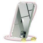 CAROKI Crossbody Case for Apple iPhone 11 Pro Max,Necklace Phone Cover with Cord Strap for iPhone 11 Pro Max,Clear Transparent TPU Soft iPhone Cover Holder with Neck Cord Lanyard Strap-Rose Gold