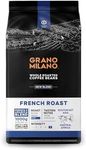 Grano Milano French Roast Robusta & Arabica Coffee Beans 1kg – Extra Strong Dark Roast Espresso, Intensity 5/5, Southeast Asia & Central Africa Origins, Made in Italy, (Packaging May Vary)