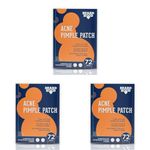 Beardhood Acne Pimple Patch | 72 Hydrocolloid Waterproof Patches | For Active Surface Acne | Absorbs Pimple Overnight, Reduces Excess Oil | For All Skin Types (Pack of 3)