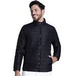 Cantabil Solid Black Full Sleeves Mock Collar Regular Fit Mens Casual Jacket | Casual Winter Jackets for Men | Mens Jackets for Winter Wear (MJKT00147_BLACK_M)