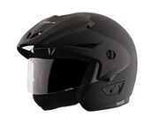 Vega Cruiser ISI Certified Matt Finish Lightweight & Compact with Peak Open Face Helmet for Men and Women with Clear Visor(Dull Black, Size:M)